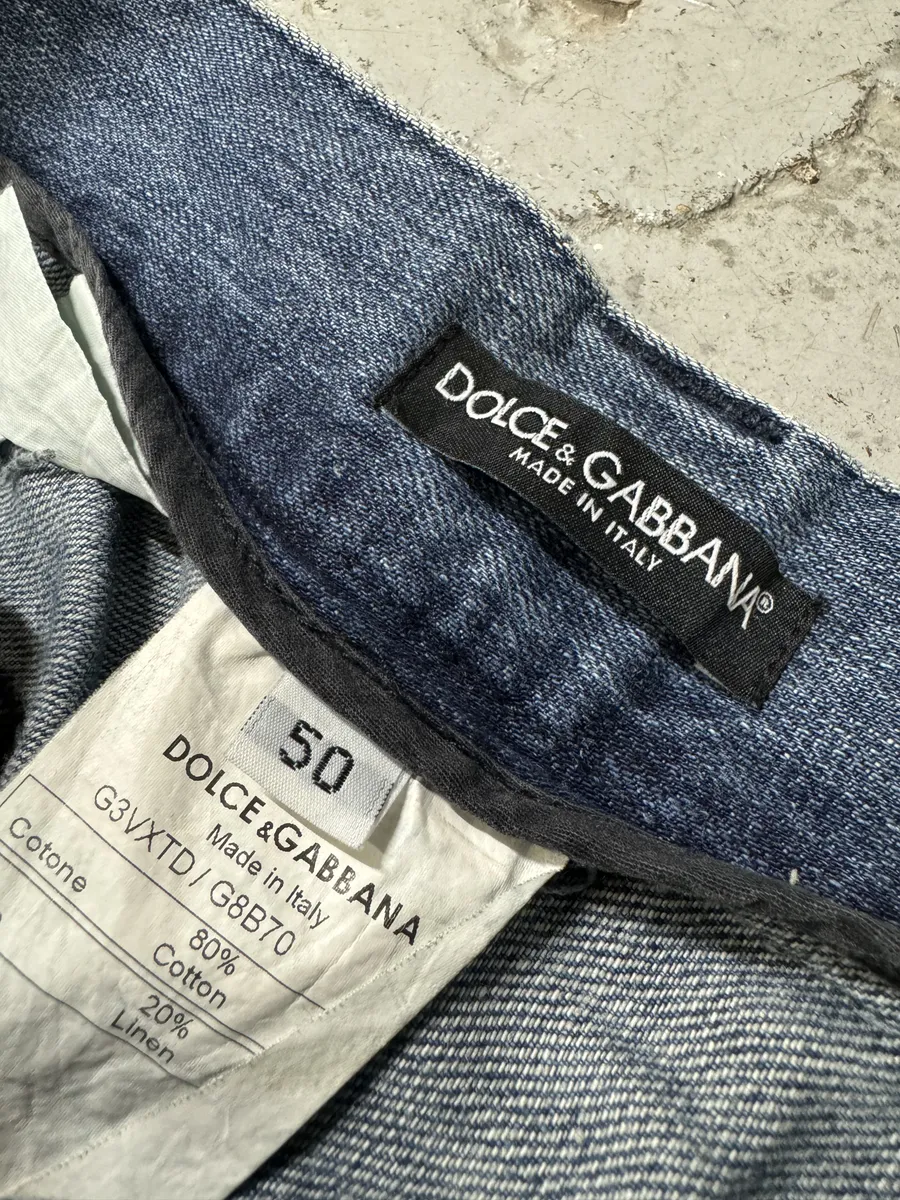 2000s Dolce & Gabbana Destroyed Faded Denim Jeans - Image 9