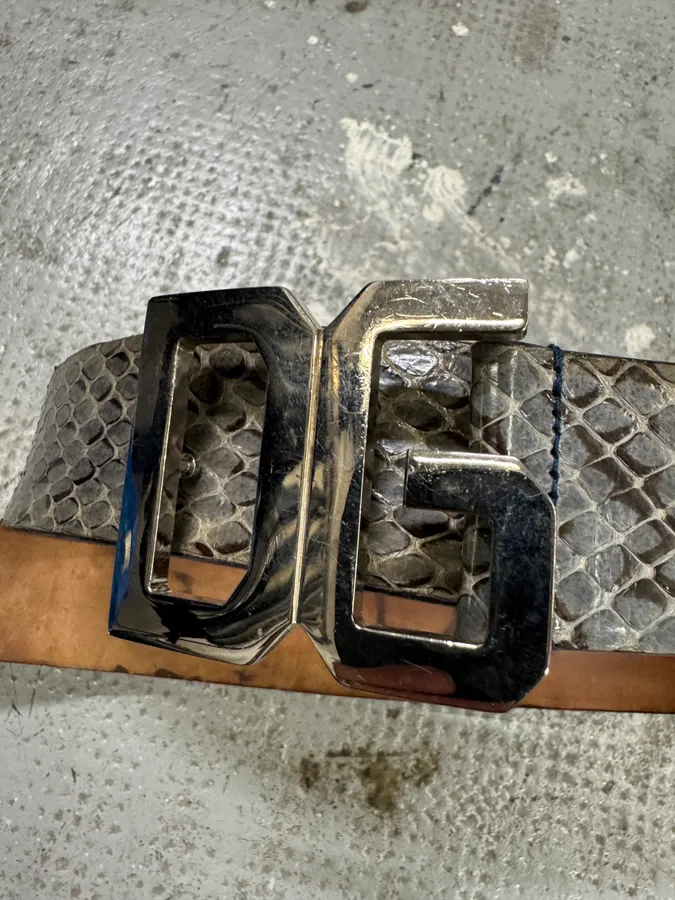 2000s Dolce & Gabbana DG Python Leather Belt - Image 3