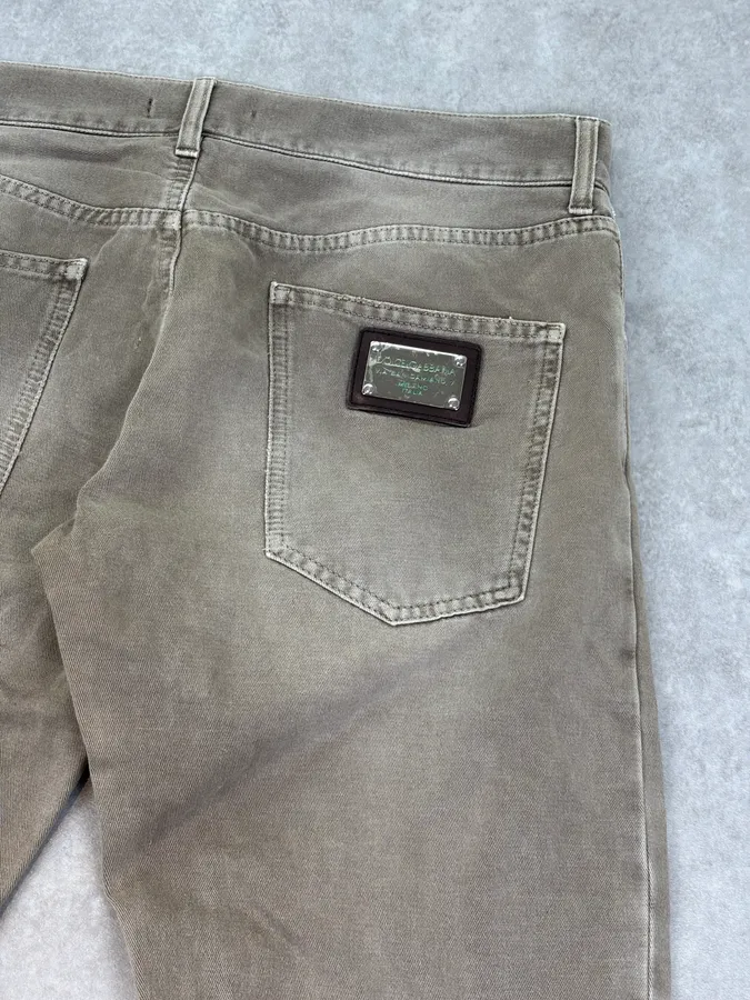 2000s Dolce & Gabbana Distressed Beige Denim Jeans - Image 8