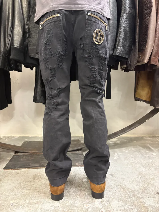 2000s Dolce & Gabbana Distressed Black Pants - Image 4