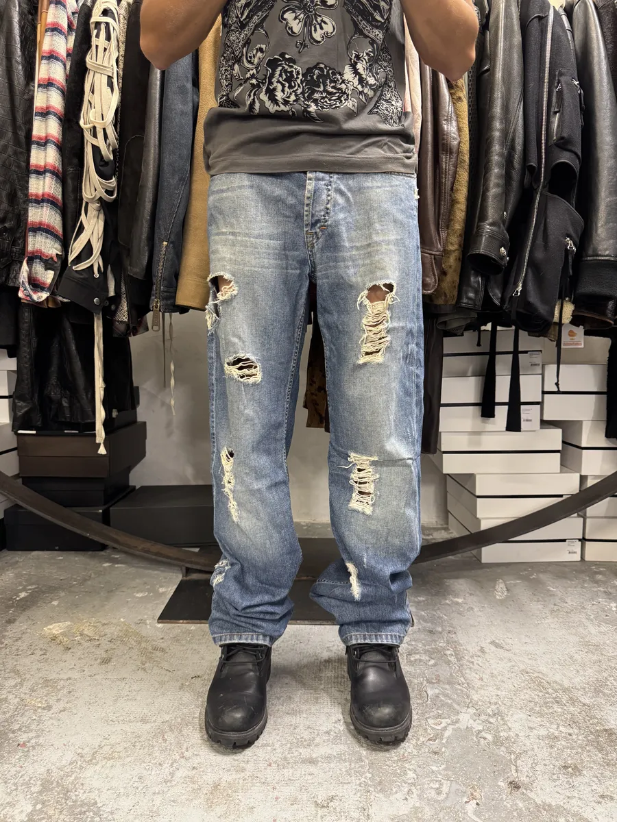 2000s Dolce & Gabbana Distressed Blue Denim Jeans