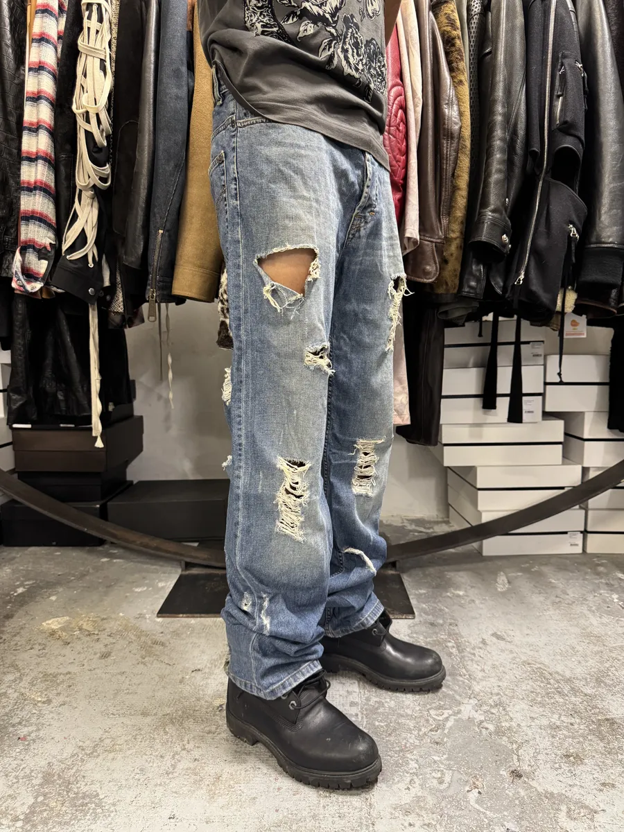 2000s Dolce & Gabbana Distressed Blue Denim Jeans - Image 2