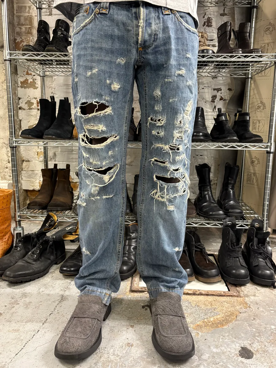 2000s Dolce & Gabbana Distressed Blue Denim Jeans - Image 2