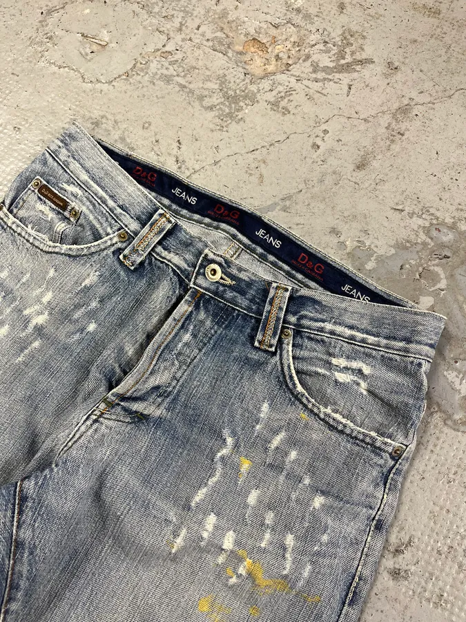 2000s Dolce & Gabbana Distressed Blue Denim Jeans - Image 3