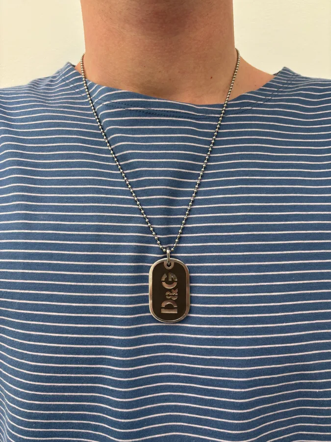 2000s Dolce & Gabbana Double Dog Tag Grey Necklace - Image 2