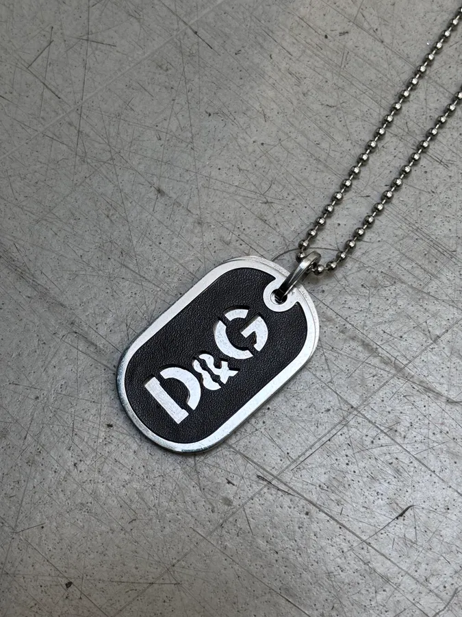 2000s Dolce & Gabbana Double Dog Tag Grey Necklace - Image 5