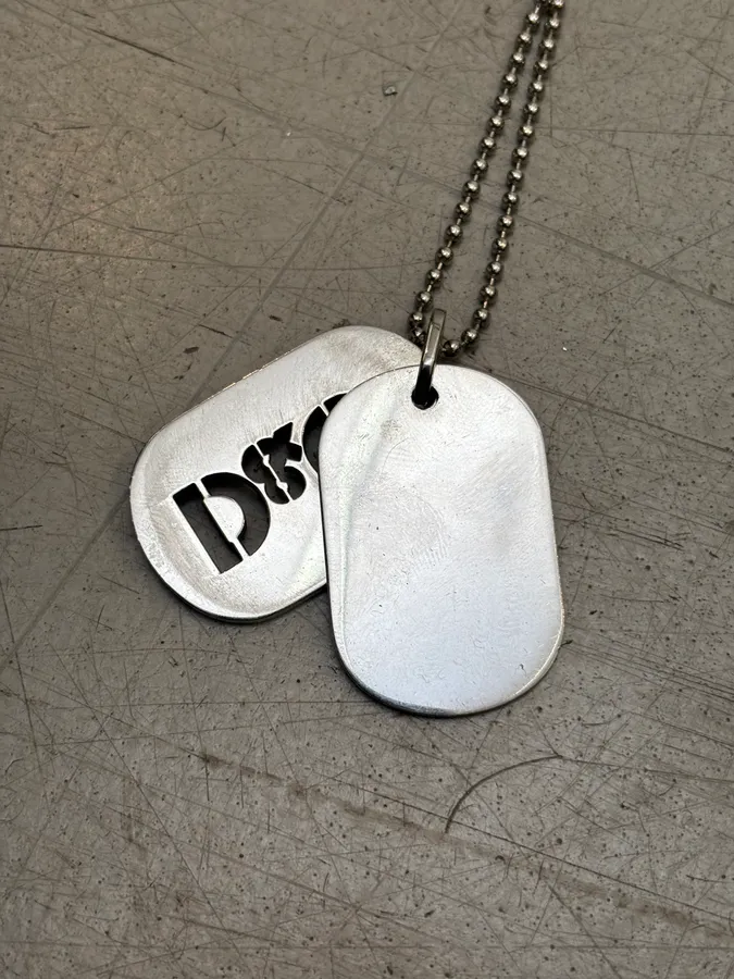2000s Dolce & Gabbana Double Dog Tag Grey Necklace - Image 8
