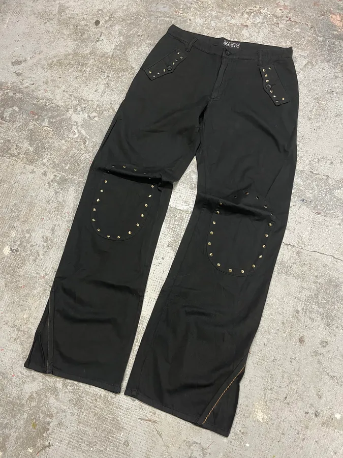 2000s Dolce & Gabbana Double Knee Black Cozy Pants - Image 5