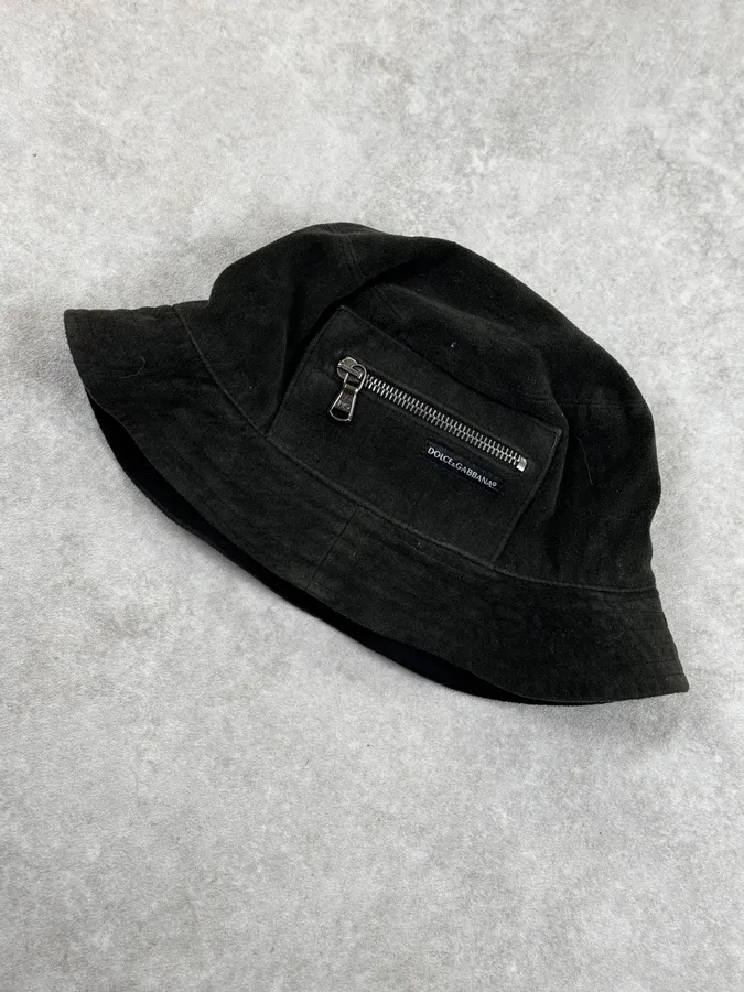 2000s Dolce & Gabbana Faded Black Tactical Fisher Hat