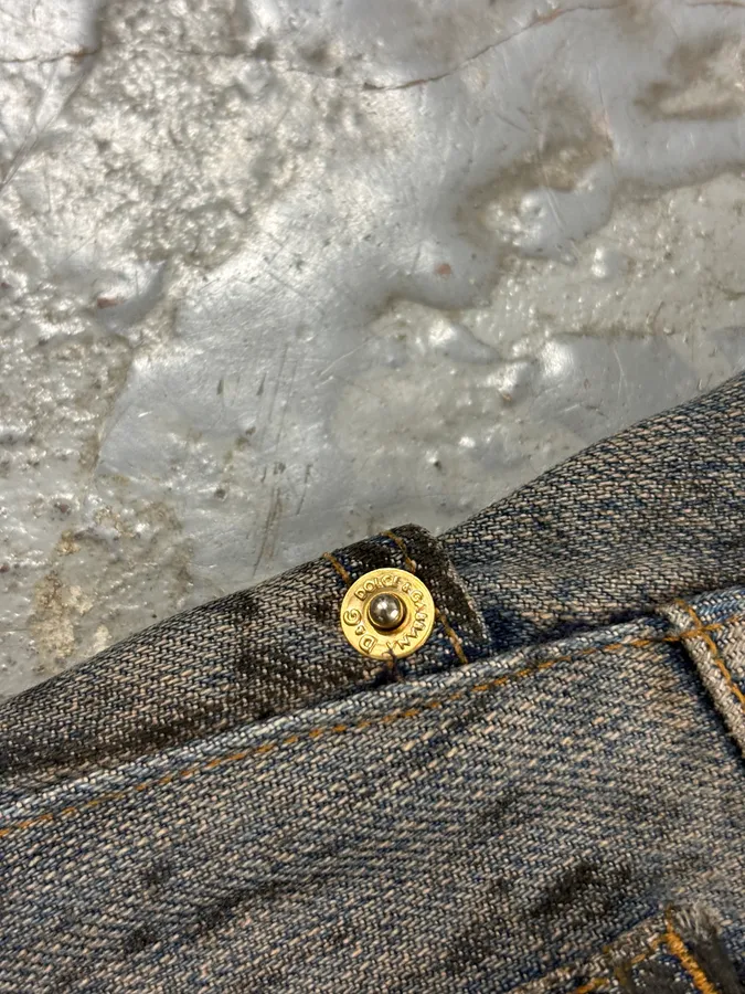 2000s Dolce & Gabbana Faded Blue Dark Denim Jeans - Image 8