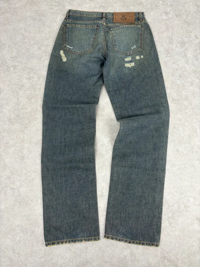 2000s Dolce & Gabbana Faded Blue Denim Distressed Jeans - Image 6