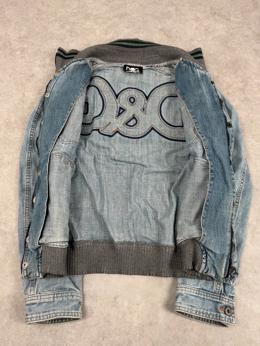 2000s Dolce & Gabbana Faded Blue Denim Zip-Up Jacket - Image 11