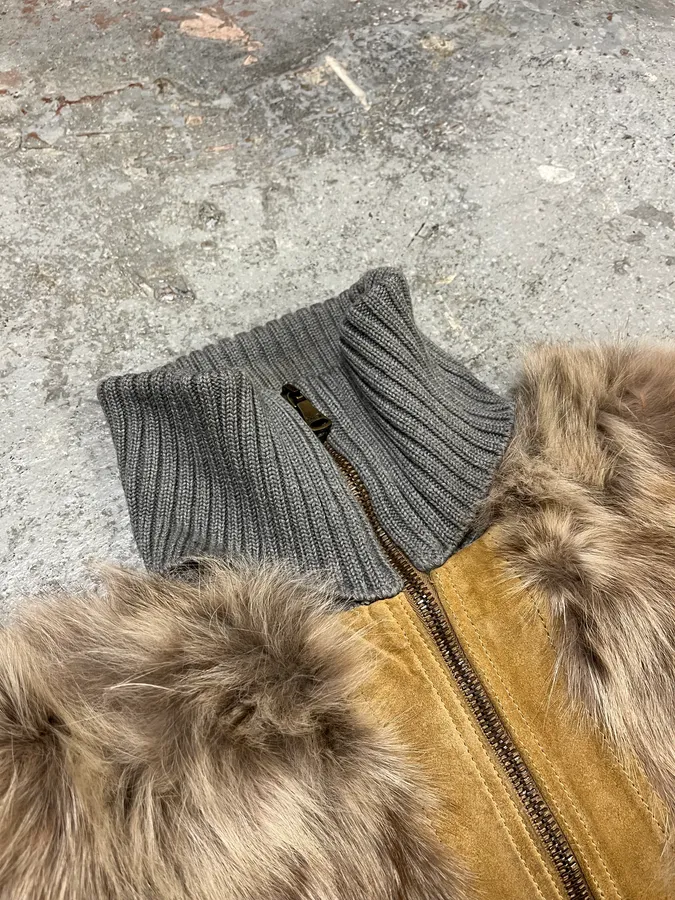 2000s Dolce & Gabbana Fox Fur Leather Jacket - Image 3