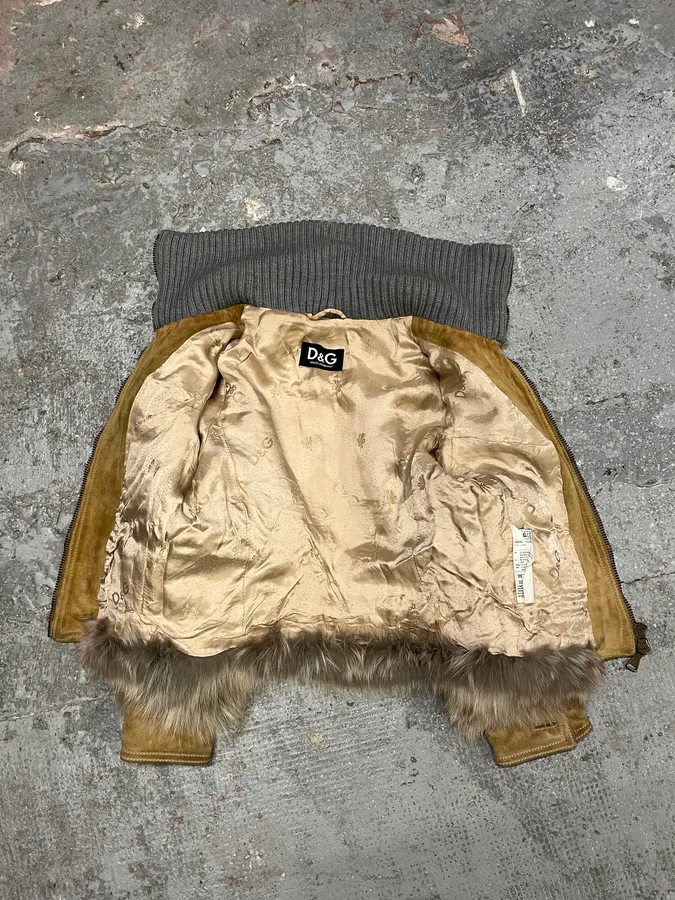 2000s Dolce & Gabbana Fox Fur Leather Jacket - Image 9