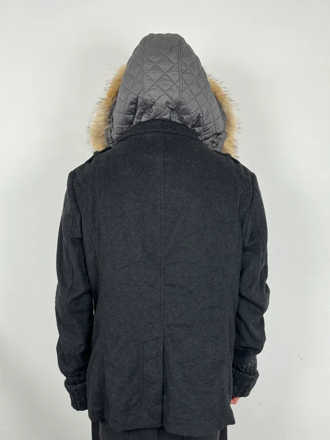 2000s Dolce & Gabbana Fur Hood Grey Jacket - Image 4
