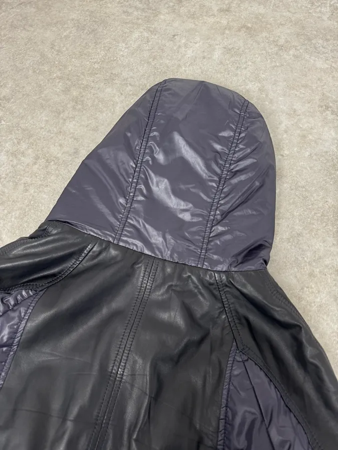 2000s Dolce & Gabbana Fur Hood Purple Hybrid Leather Bomber Jacket - Image 7
