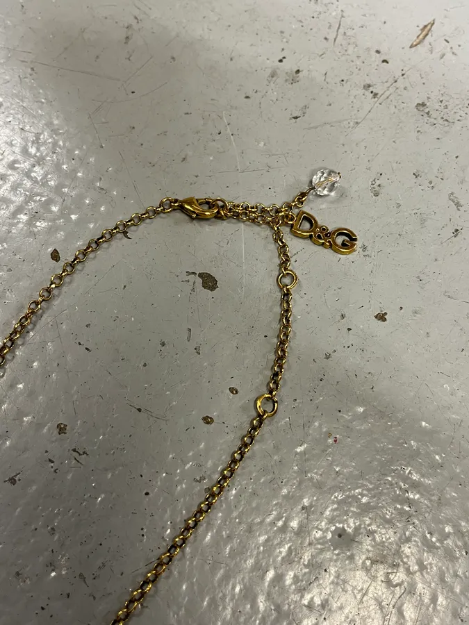 2000s Dolce & Gabbana Gold Metal Pendant Charm Necklace - Image 4