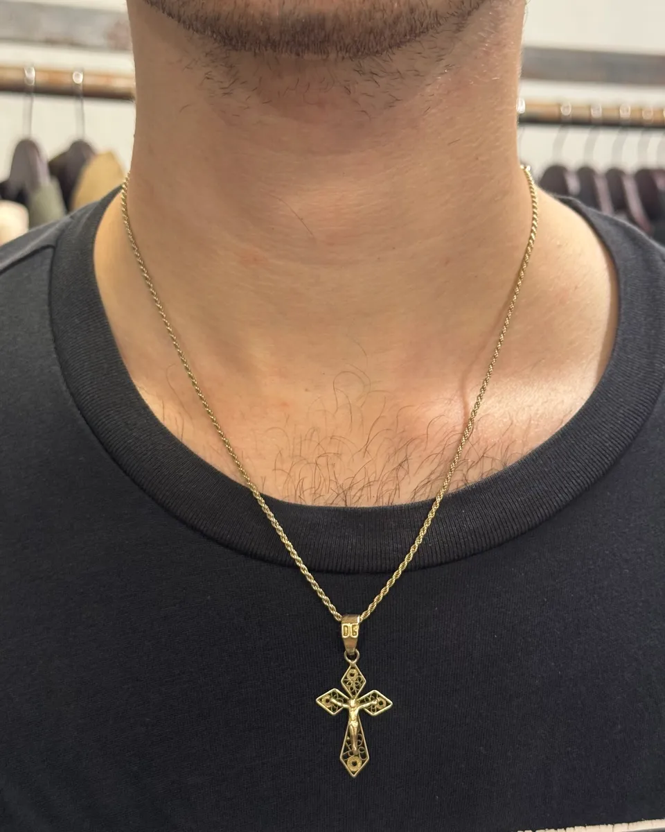2000s Dolce & Gabbana Golden Cross Necklace - Image 2
