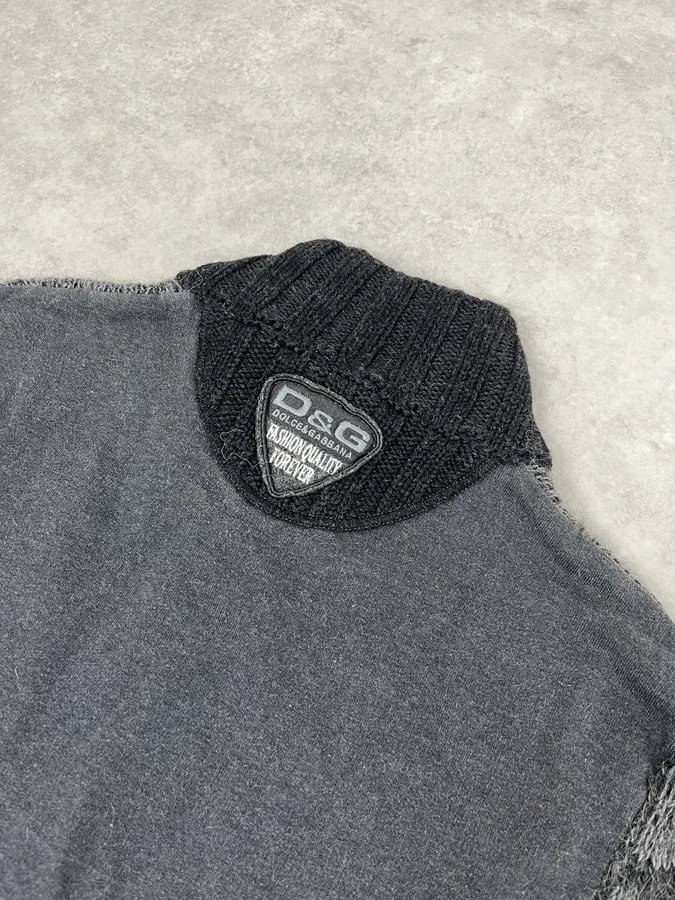 2000s Dolce & Gabbana Gradient Grey Wool Zip-Up Sweater - Image 8