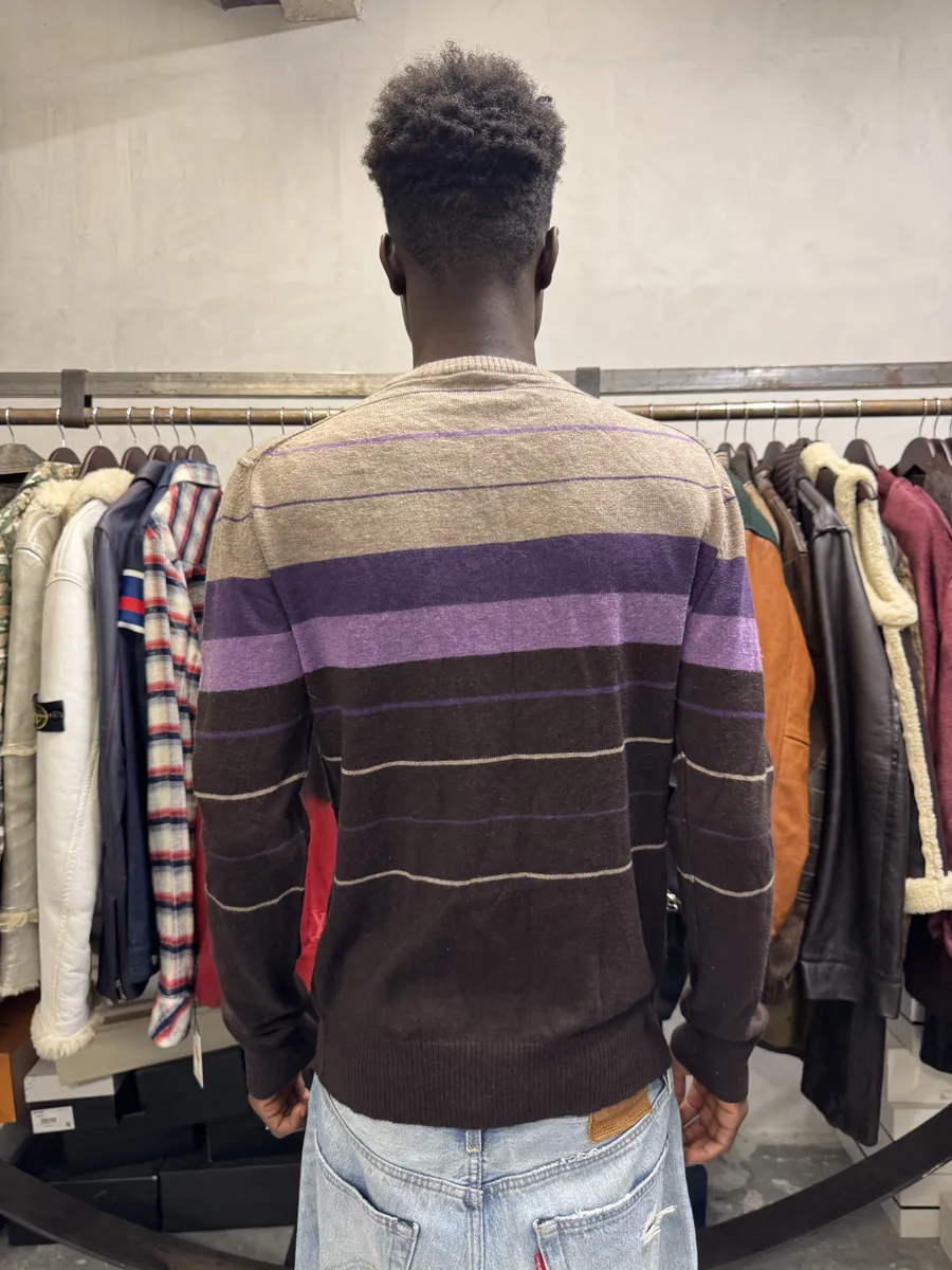 2000s Dolce & Gabbana Gradient Striped Purple & Brown Sweater - Image 3