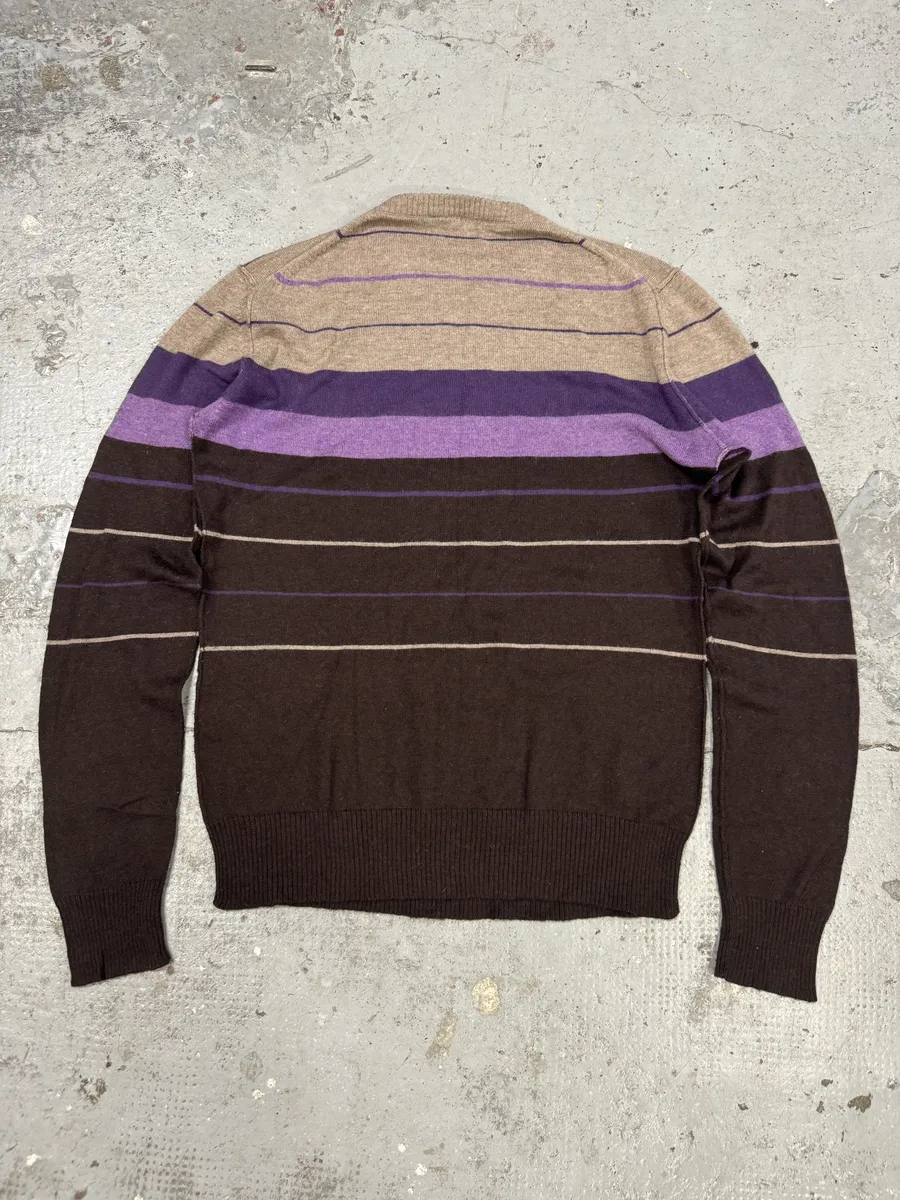 2000s Dolce & Gabbana Gradient Striped Purple & Brown Sweater - Image 4