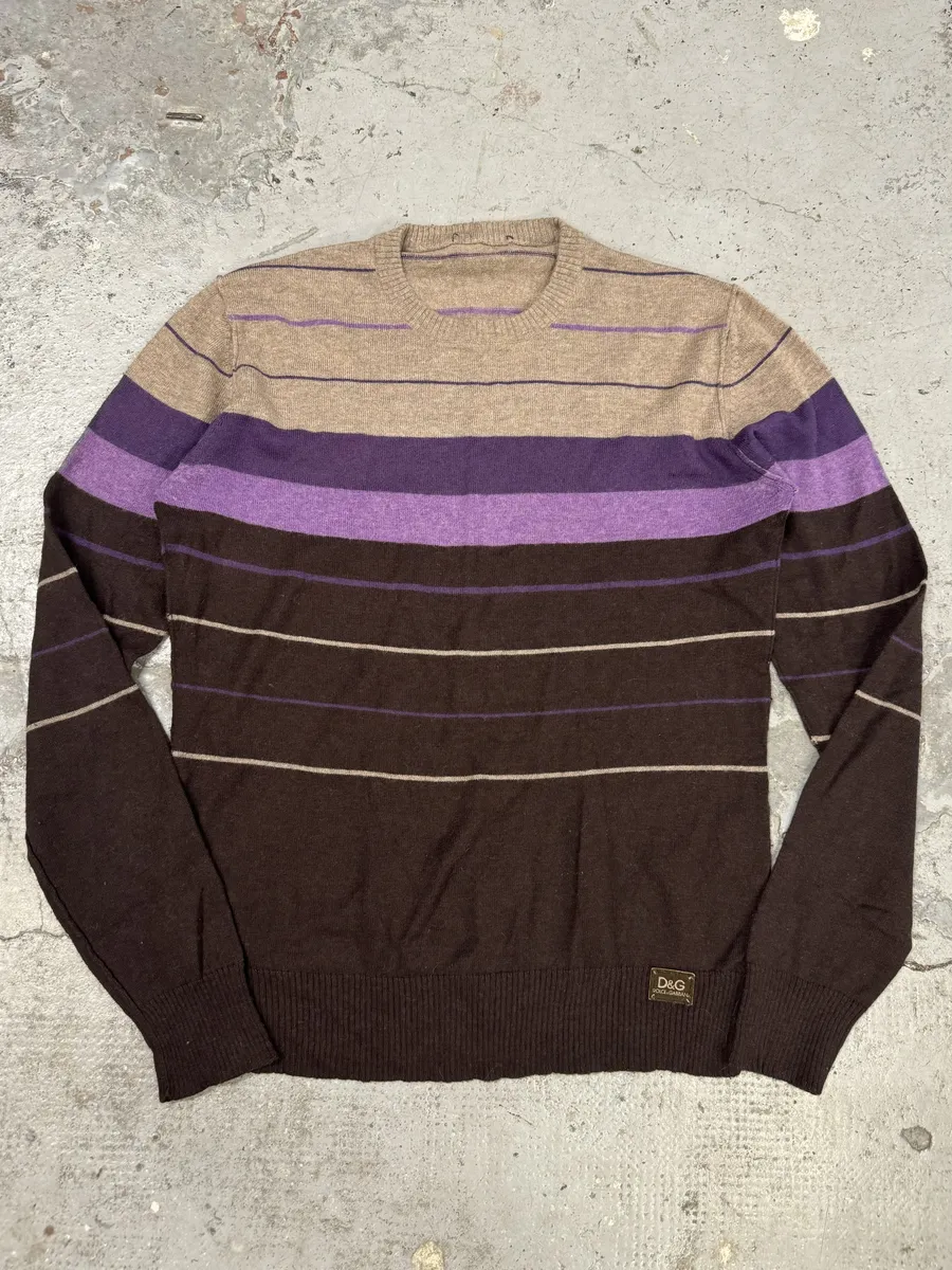 2000s Dolce & Gabbana Gradient Striped Purple & Brown Sweater - Image 6