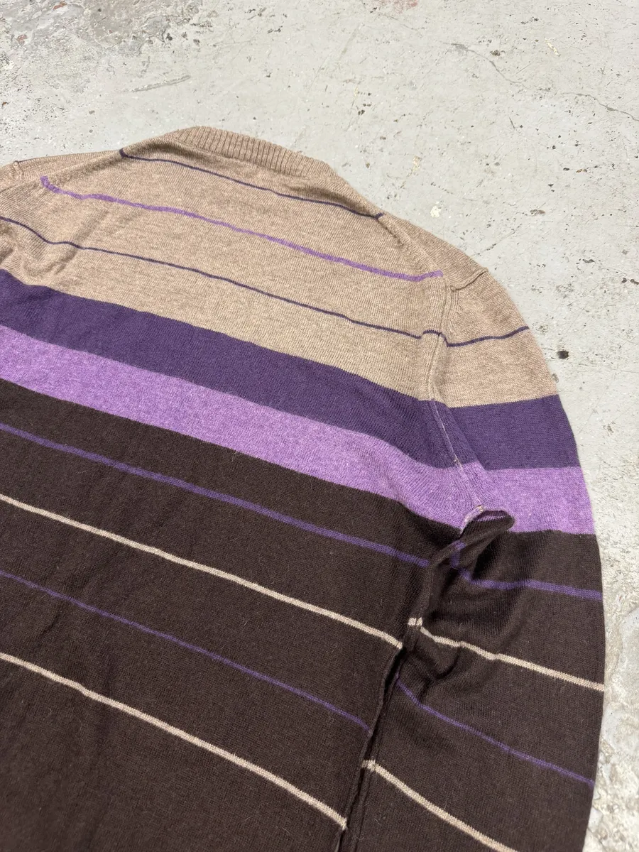2000s Dolce & Gabbana Gradient Striped Purple & Brown Sweater - Image 8