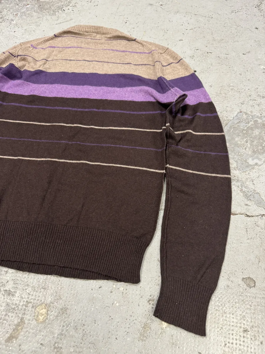 2000s Dolce & Gabbana Gradient Striped Purple & Brown Sweater - Image 9