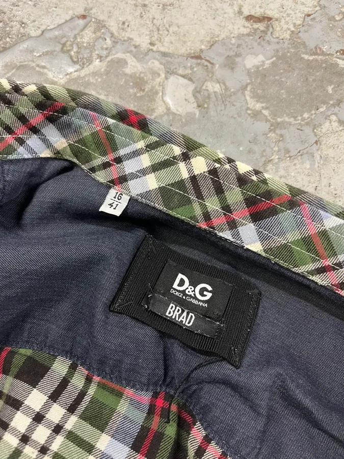2000s Dolce & Gabbana Green Checkered Shirt - Image 9