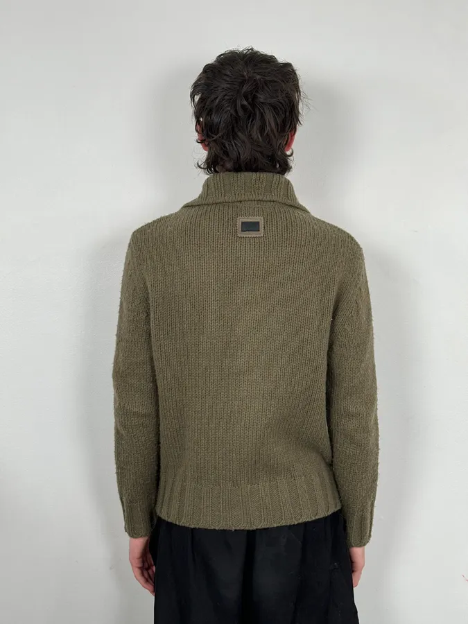 2000s Dolce & Gabbana Green & Pink Wool Buttoned Sweater - Image 3