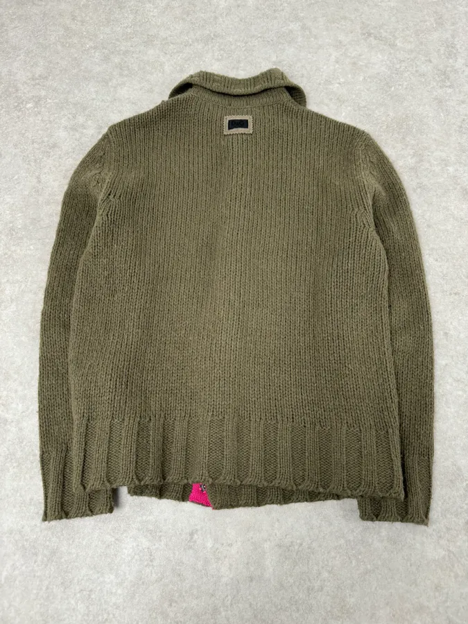 2000s Dolce & Gabbana Green & Pink Wool Buttoned Sweater - Image 7