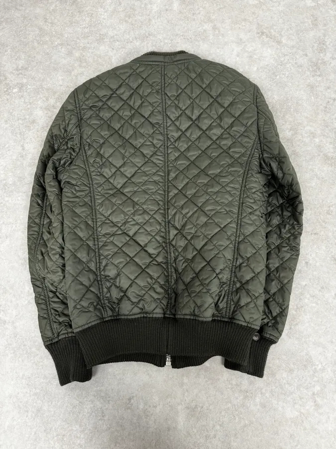 2000s Dolce & Gabbana Green Quilted Fur Hooded Jacket - Image 4