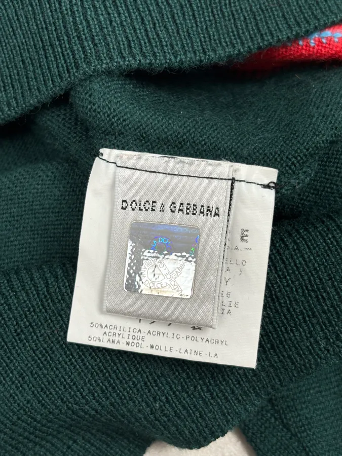 2000s Dolce & Gabbana Green V Neck Classy Sweater - Image 12