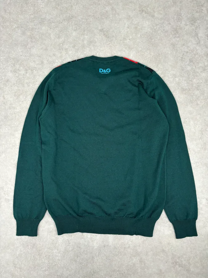 2000s Dolce & Gabbana Green V Neck Classy Sweater - Image 5