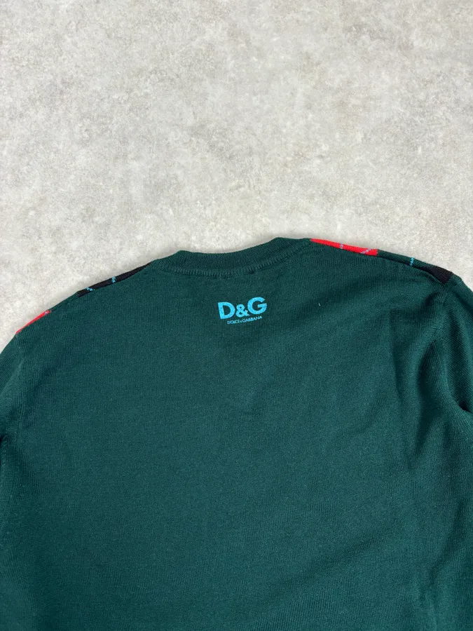 2000s Dolce & Gabbana Green V Neck Classy Sweater - Image 6
