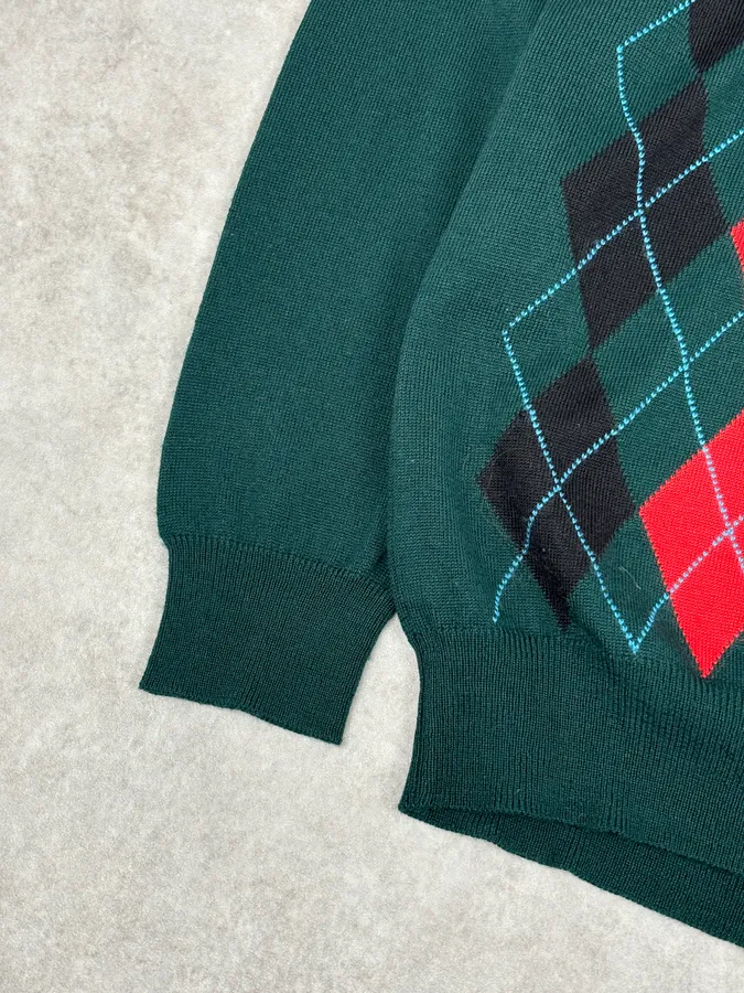 2000s Dolce & Gabbana Green V Neck Classy Sweater - Image 8