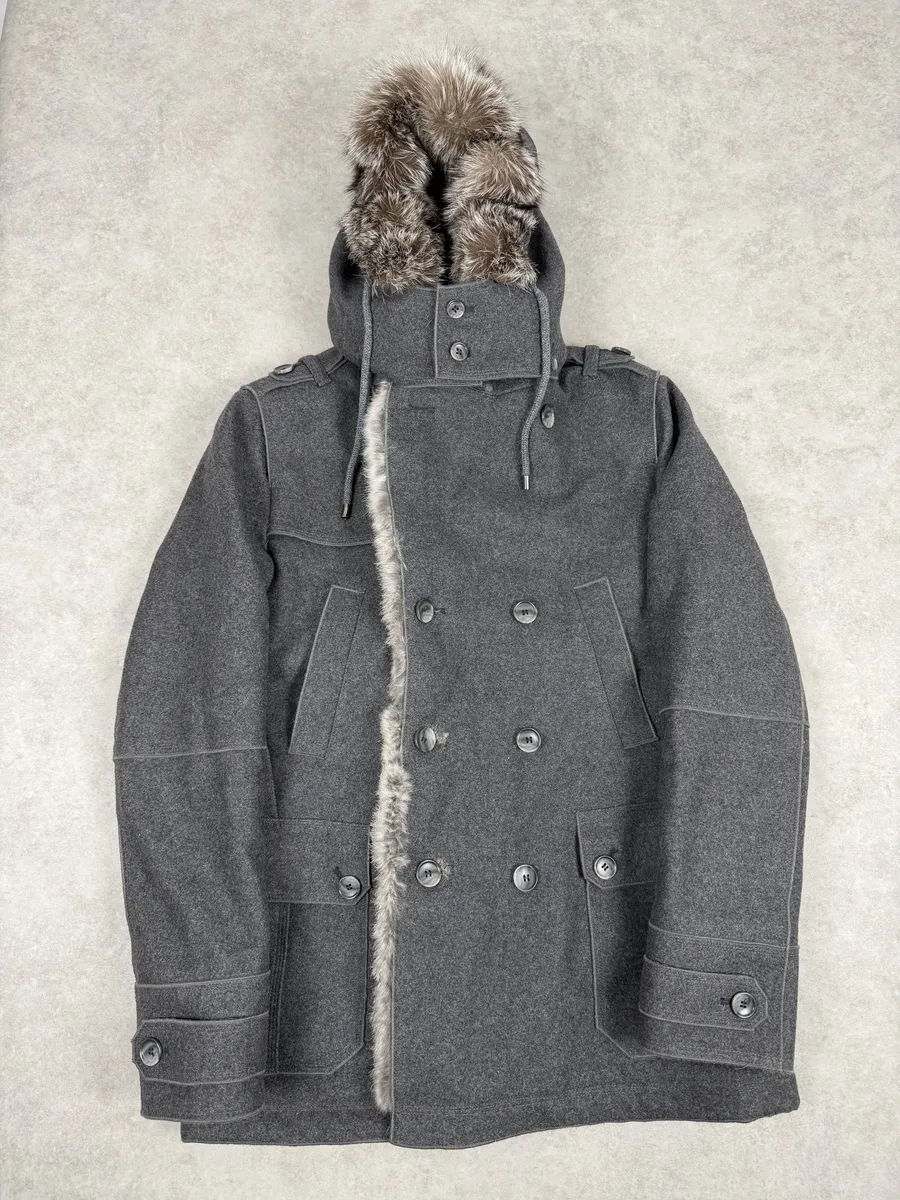 2000s Dolce & Gabbana Grey Caban Rabbit Fur Coat - Image 2