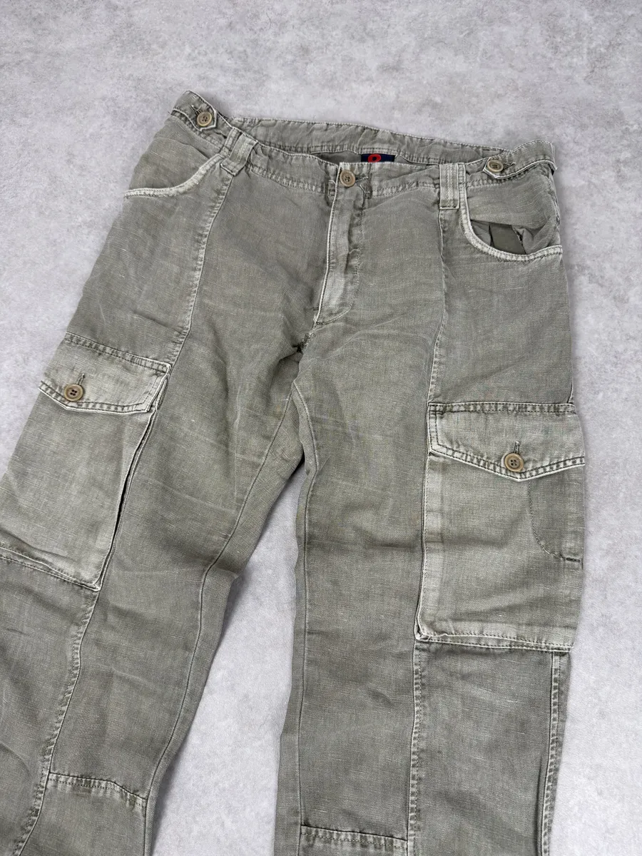 2000s Dolce & Gabbana Grey Cargo Linen Pants - Image 7
