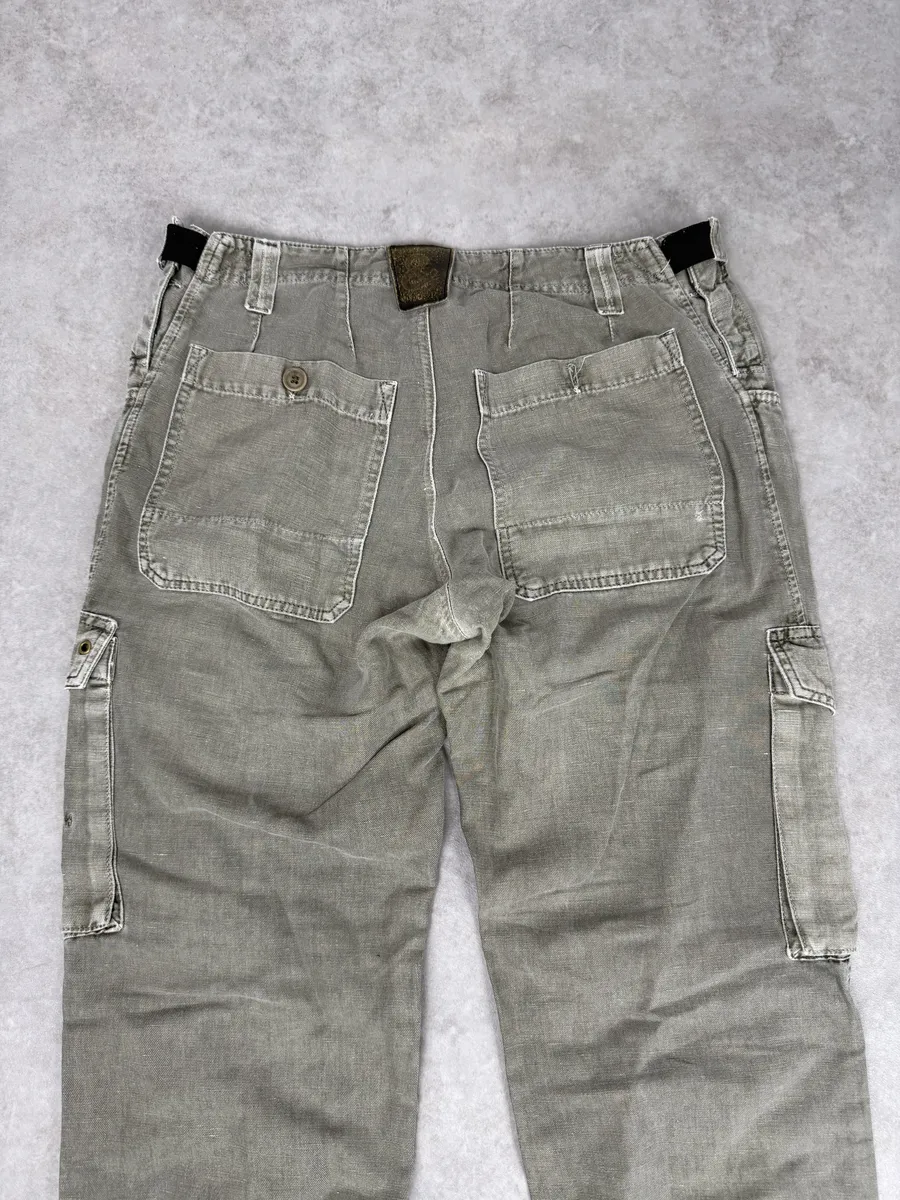 2000s Dolce & Gabbana Grey Cargo Linen Pants - Image 8