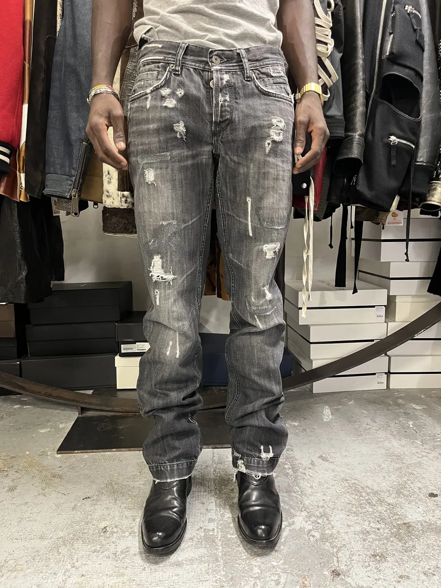 2000s Dolce & Gabbana Grey Distressed Denim Jeans