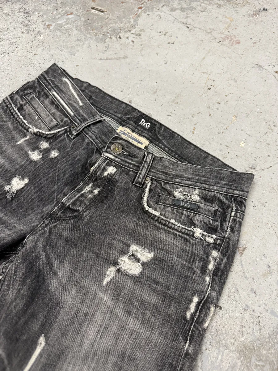 2000s Dolce & Gabbana Grey Distressed Denim Jeans - Image 12