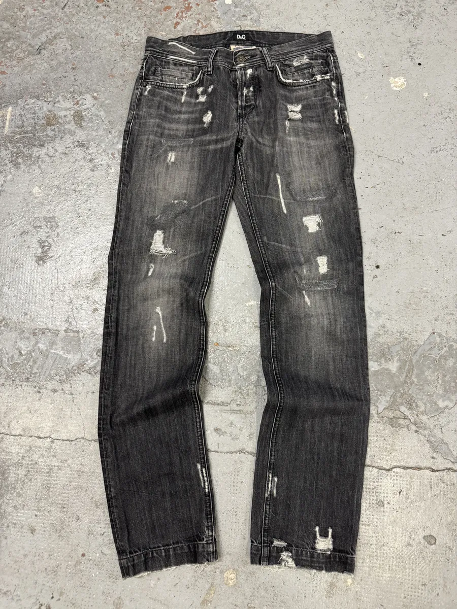 2000s Dolce & Gabbana Grey Distressed Denim Jeans - Image 4
