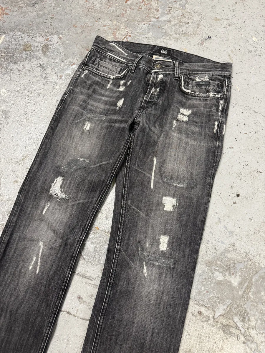2000s Dolce & Gabbana Grey Distressed Denim Jeans - Image 6