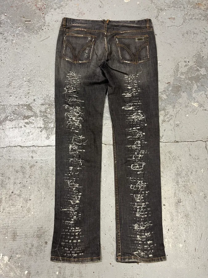 2000s Dolce & Gabbana Grey Distressed Denim Jeans - Image 8