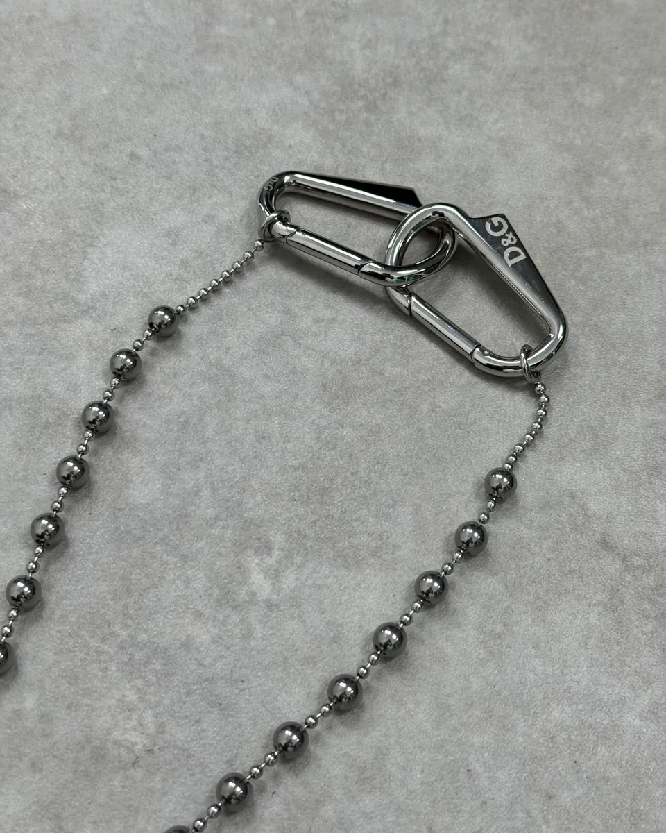 2000s Dolce & Gabbana Grey Metal Beaded Cross Rosary Chain - Image 5