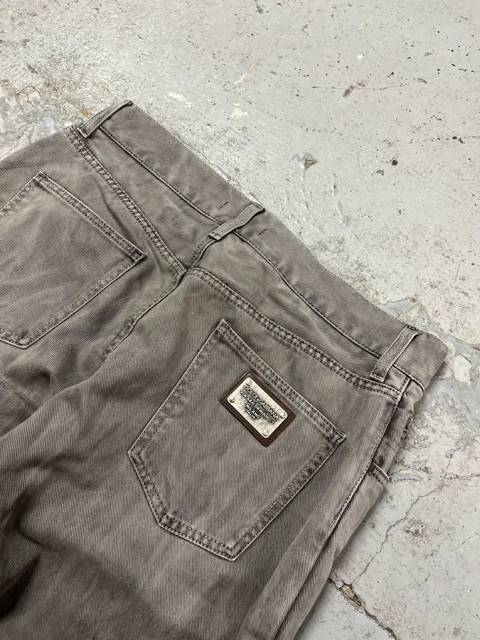 2000s Dolce & Gabbana Grey Painted Denim Jeans - Image 9
