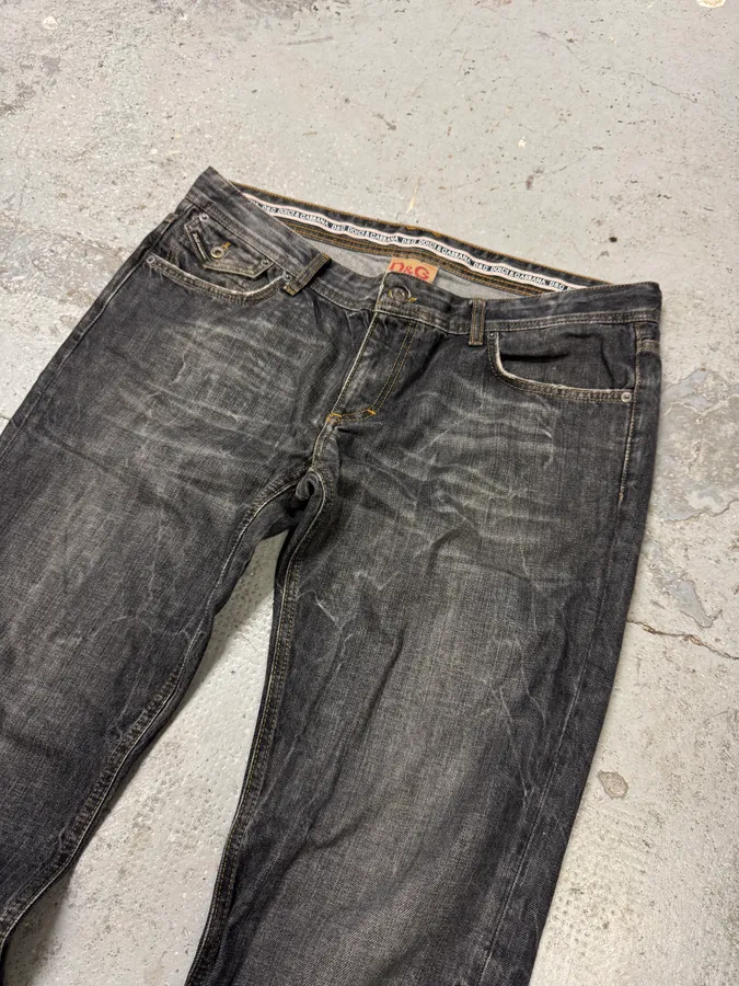 2000s Dolce & Gabbana Grey Raw Denim Jeans - Image 2
