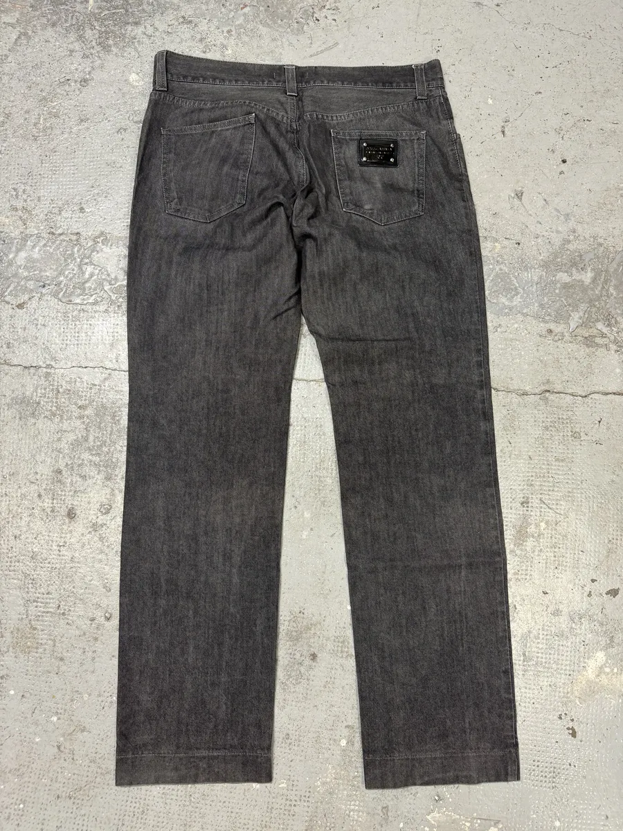 2000s Dolce & Gabbana Grey Raw Straight Denim Jeans - Image 5