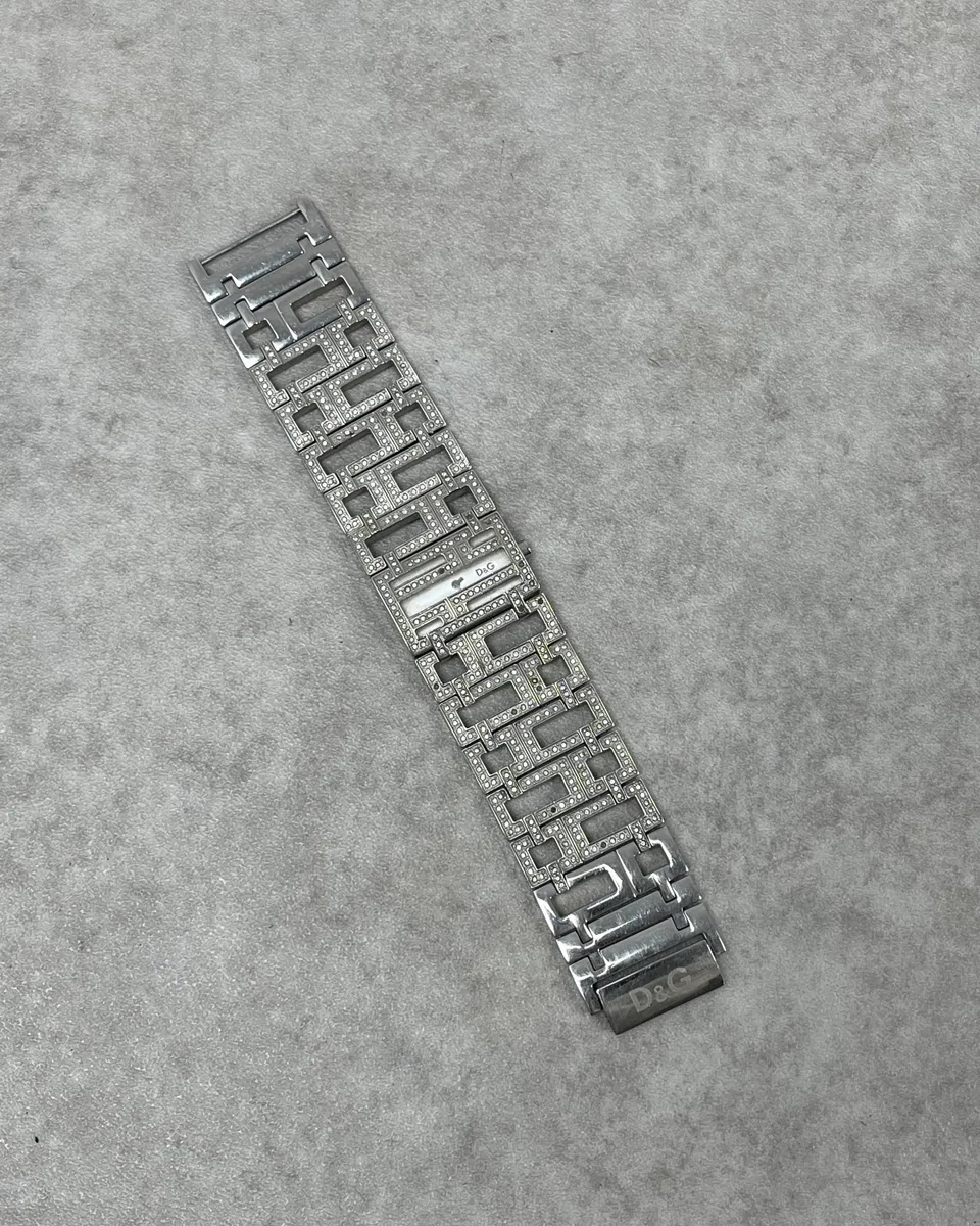 2000s Dolce & Gabbana Grey Strass Abstract Watch