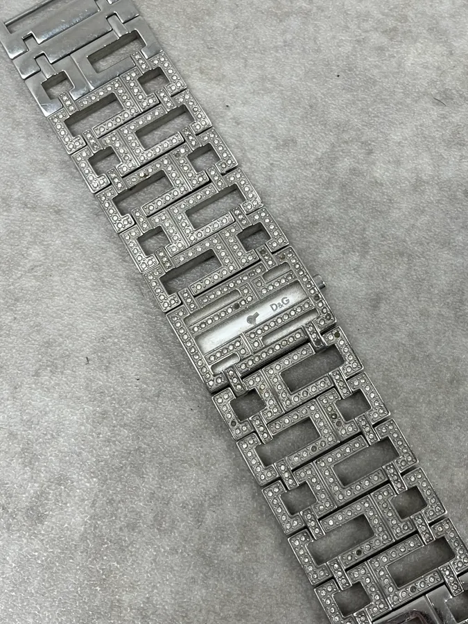 2000s Dolce & Gabbana Grey Strass Abstract Watch - Image 5